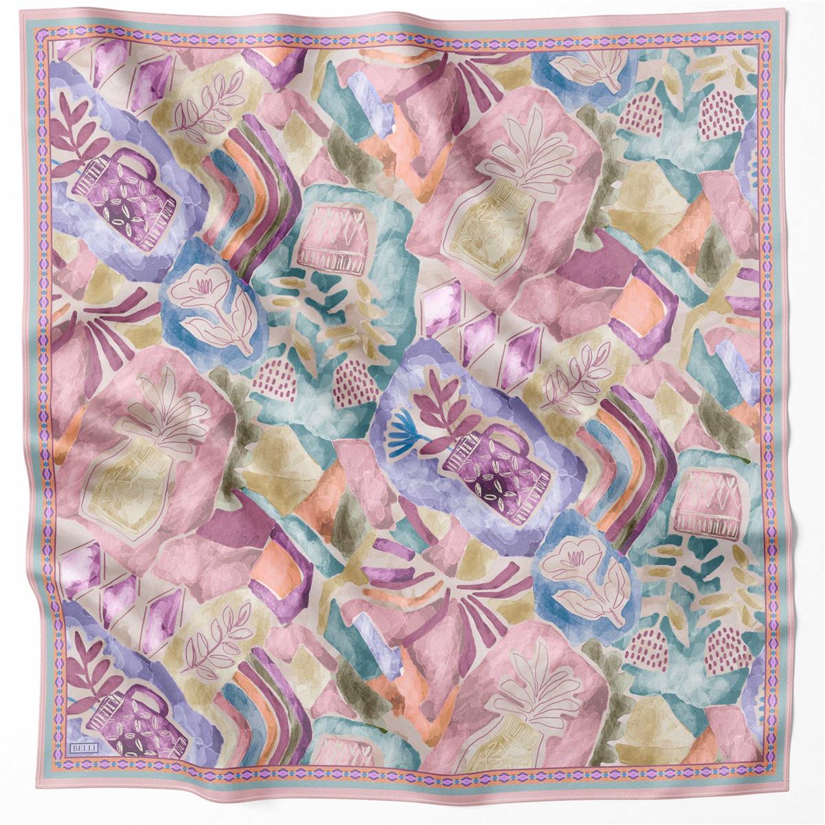 BELLİ OBJE DESEN İPEK EŞARP