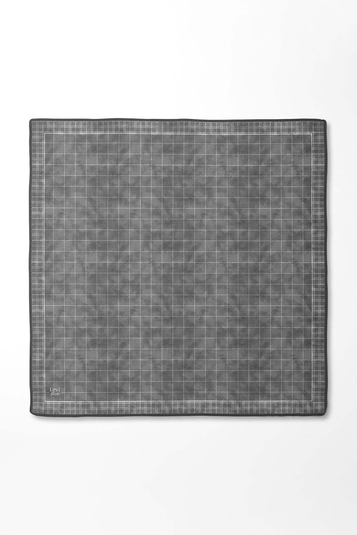 LEVİDOR KARE DESEN İPEK EŞARP