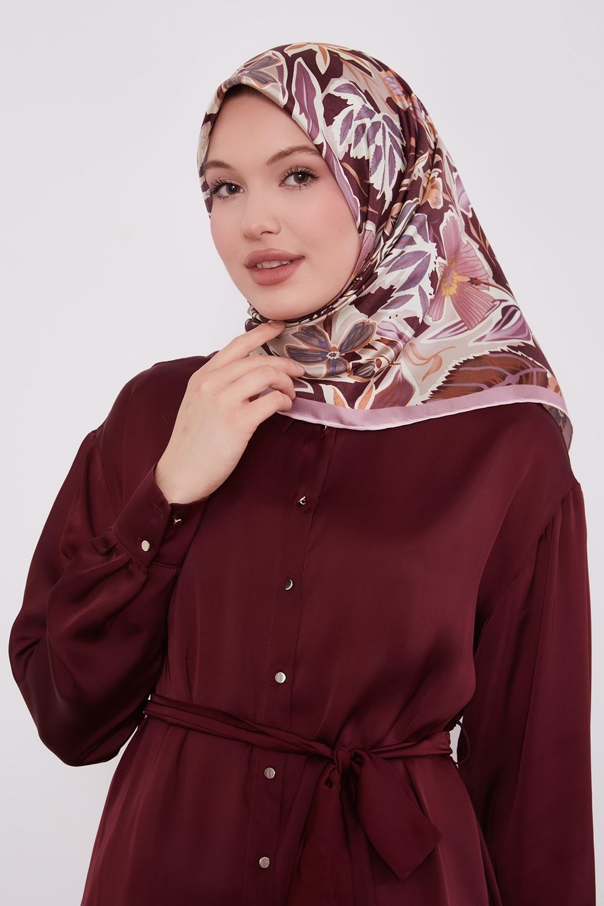 LEVİDOR PETUNYA DESEN İPEK EŞARP